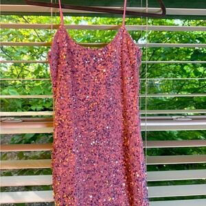 Pink Iridescent Sequin Lucy in the Sky Bodycon Dress